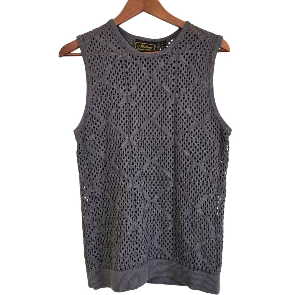 Y2K Revival Goth Grunge Indie Sleaze Hollow Out Mesh Sleeveless Diamond Knit S
